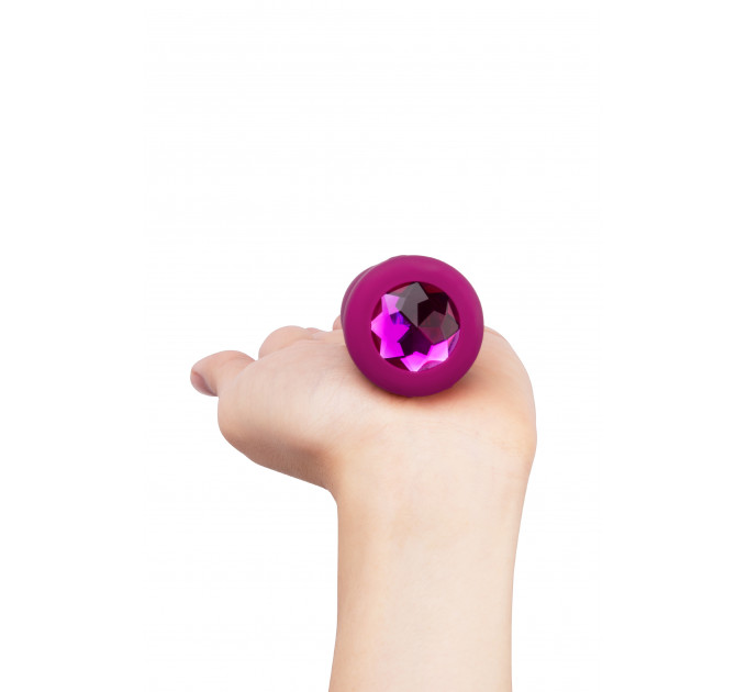 Анальная пробка с вибрацией B-Vibe Vibrating Jewel Plug S/M Pink Ruby, силиконовая, розовая