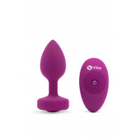 Анальная пробка с вибрацией B-Vibe Vibrating Jewel Plug S/M Pink Ruby, силиконовая, розовая