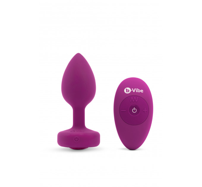 Анальная пробка с вибрацией B-Vibe Vibrating Jewel Plug S/M Pink Ruby, силиконовая, розовая