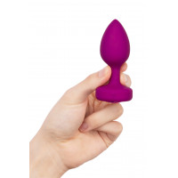 Анальная пробка с вибрацией B-Vibe Vibrating Jewel Plug S/M Pink Ruby, силиконовая, розовая