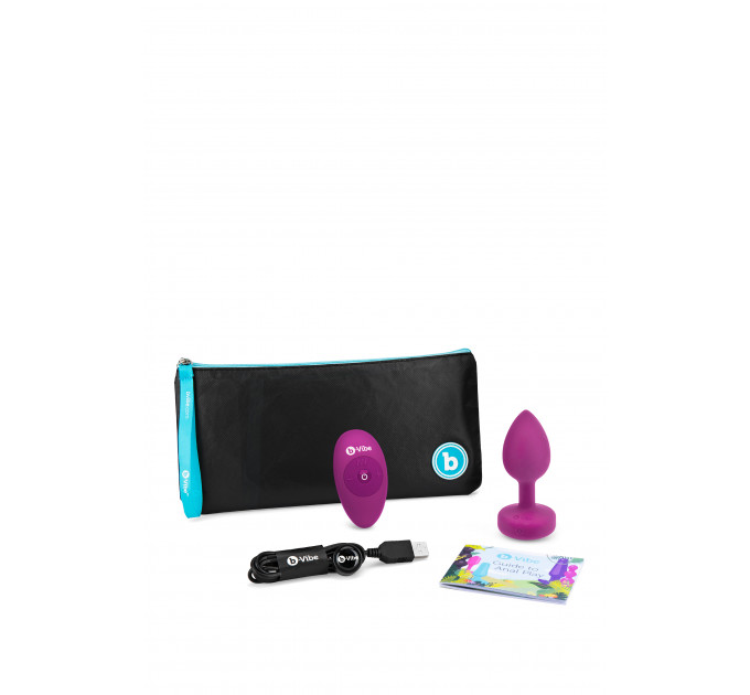 Анальная пробка с вибрацией B-Vibe Vibrating Jewel Plug S/M Pink Ruby, силиконовая, розовая