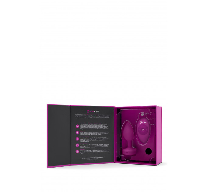 Анальная пробка с вибрацией B-Vibe Vibrating Jewel Plug S/M Pink Ruby, силиконовая, розовая