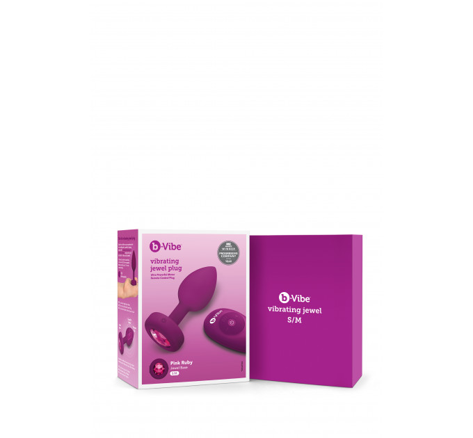 Анальная пробка с вибрацией B-Vibe Vibrating Jewel Plug S/M Pink Ruby, силиконовая, розовая