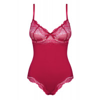 Сексуальне боді з мереживними вставками Obsessive Rosalyne червоне, L/XL