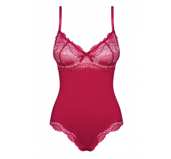 Сексуальне боді з мереживними вставками Obsessive Rosalyne червоне, L/XL