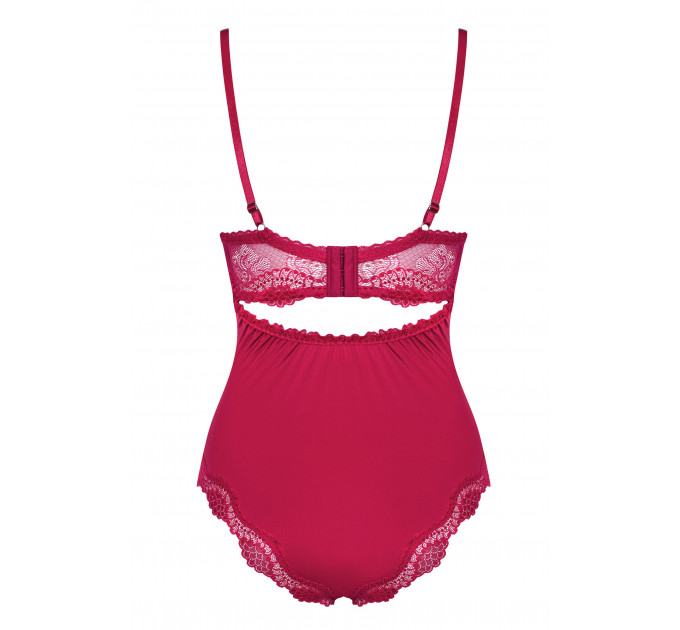 Сексуальне боді з мереживними вставками Obsessive Rosalyne червоне, L/XL