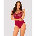 Сексуальне боді з мереживними вставками Obsessive Rosalyne червоне, L/XL