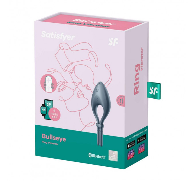 Эрекционное смарт кольцо с вибрацией Satisfyer Bullseye Connect App, серый