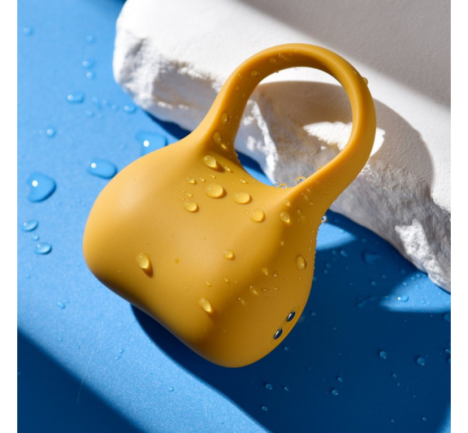 Эрекционное виброкольцо Sweet Em Silky Ring с пультом, желтое, 7.6 х 5.7 см