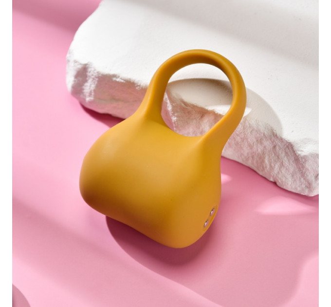 Эрекционное виброкольцо Sweet Em Silky Ring с пультом, желтое, 7.6 х 5.7 см