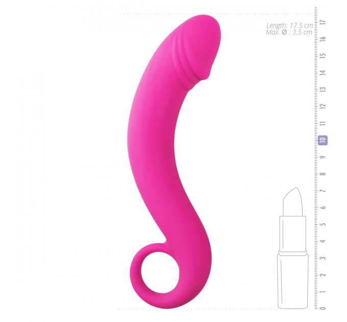 Изогнутый фаллоимитатор Curved Dong для простаты розовый, 17.5 см x 3.5 см.