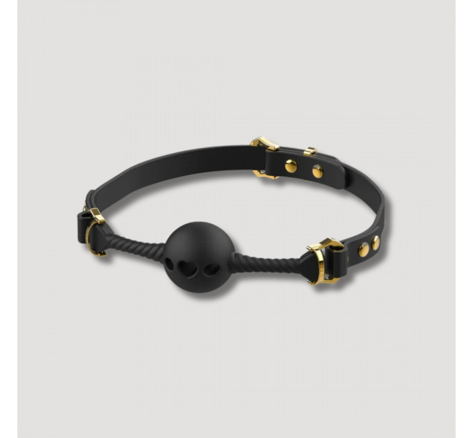 Кляп шарик с отверстиями в виде сердца UPKO Desire for Mouth Bondage Collection, черный