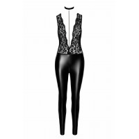 Комбинезон виниловый Libido F298 Noir Handmade, с кружевом, черный, размер M