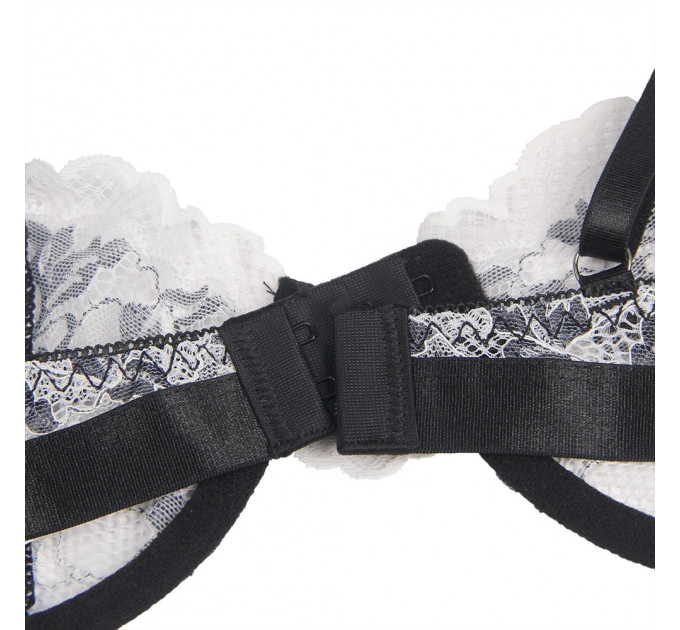 Комплект білизни мереживної Star Night з квітковим принтом, чорно-білий, 3XL-4XL