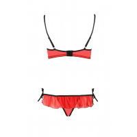 Комплект белья с открытой грудью Cherry Passion, 2 предмета, красный, S/M