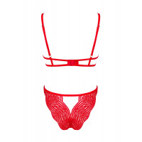 Комплект белья кружевной с декоративными лямками Obsessive Mellania красный, L/XL