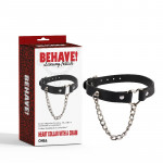 Нашийник з декоративним серцем та сріблястим ланцюжком Chisa BEHAVE! Luxury Fetish чорний