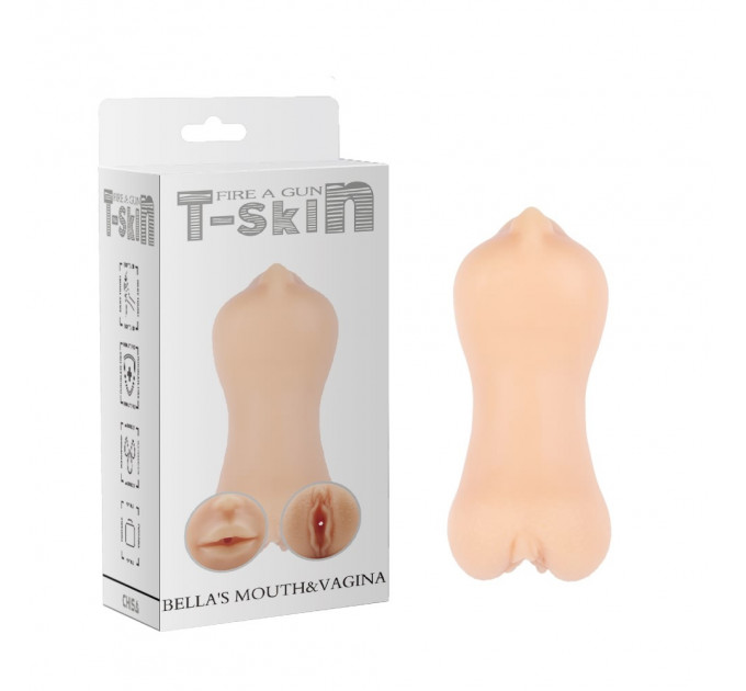 Мастурбатор двусторонний Вагина и Рот Chisa T-Skin Bella's Mouth & Vagina из киберкожи