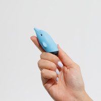 Міні-вібратор у вигляді дельфіна Crushios Dolphin з 10 швидкостями, блакитний