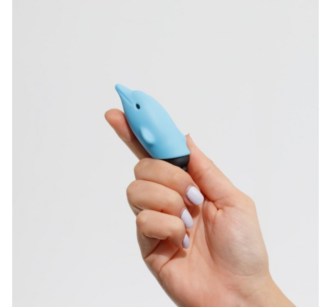 Мини-вибратор в виде дельфина Crushios Dolphin з 10 скоростями, голубой