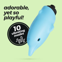 Міні-вібратор у вигляді дельфіна Crushios Dolphin з 10 швидкостями, блакитний