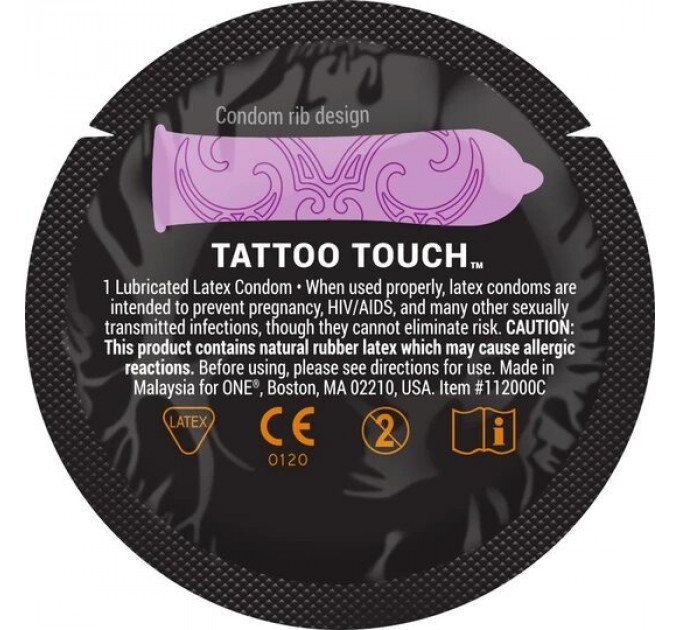 Набор презервативов с рельефным рисунком на поверхности ONE Tattoo Touch 100 шт