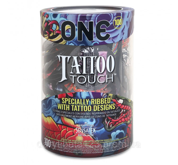 Набор презервативов с рельефным рисунком на поверхности ONE Tattoo Touch 100 шт