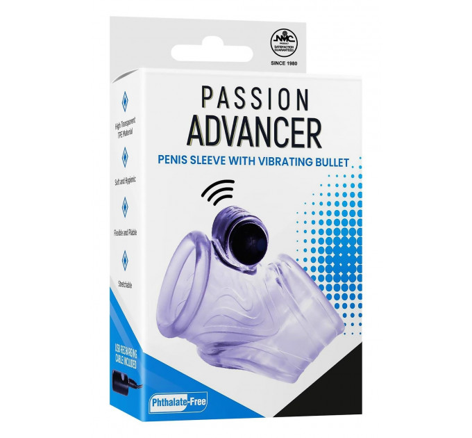 Насадка на пенис и мошонку NMC Passion Advancer с вибропулей, прозрачная