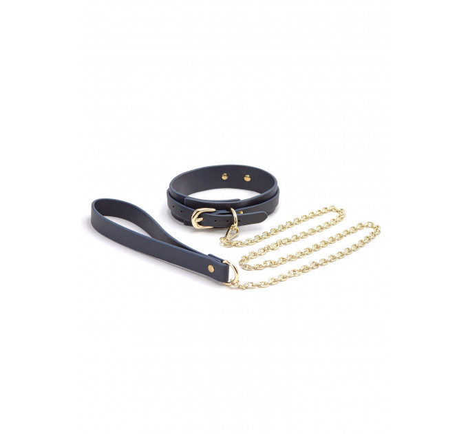 Ошейник с поводком BONDAGE COUTURE COLLAR AND LEASH BLUE