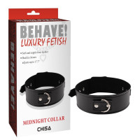 Ошейник с кольцом для поводка Chisa Behave! Luxury Fetish Midnight Сollar, черный