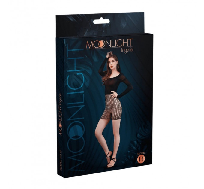 Платье Moonlight Lingeried Model 13 в сеточку, черное, One Size