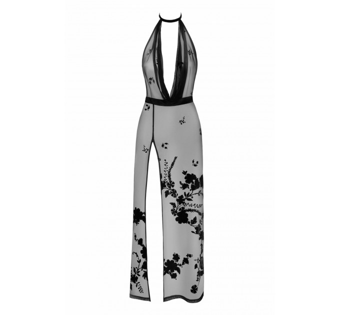 Платье сексуальное длинное Noir Handmade Divinity F312 с глубоким декольте, черное, L