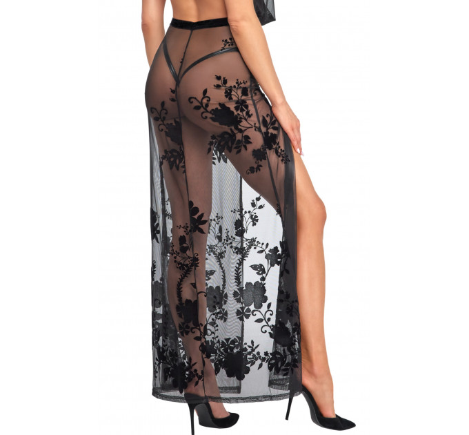 Платье сексуальное длинное Noir Handmade Divinity F312 с глубоким декольте, черное, L