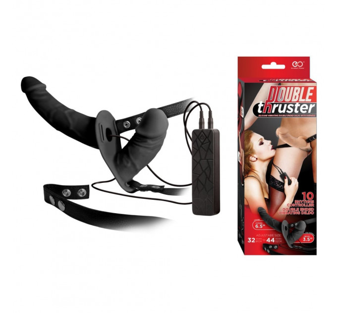 Страпон подвійний You2Toys Double Thruster з вібрацією, чорний