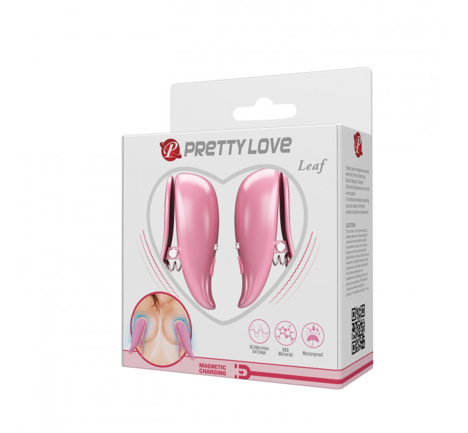 Вібростимулятори-затискачі для сосків Pretty Love Leaf, рожеві, 5.1 х 1.9 см