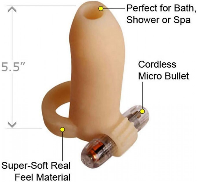 Насадка для пенісу Pipedream Real Feel Penis Enhancer з віброкулею, бежева