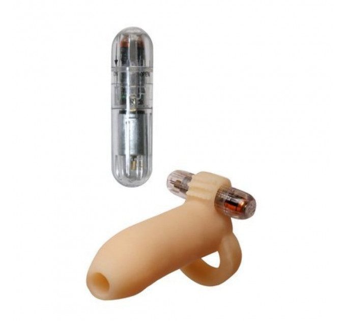Насадка для пенісу Pipedream Real Feel Penis Enhancer з віброкулею, бежева
