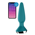 Анальная пробка с двумя моторами и управлением с телефона Satisfyer Plug-ilicious 1 Petrol, зеленый