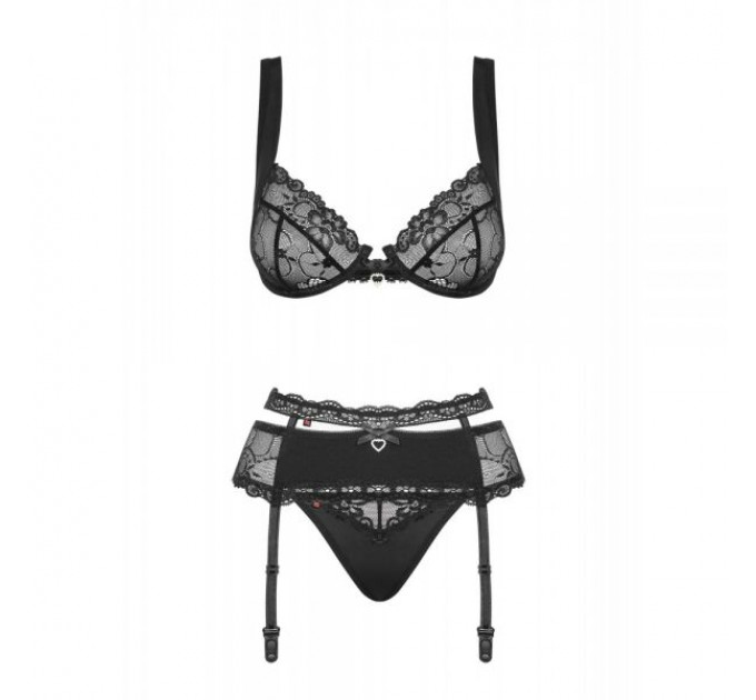 Комплект Obsessive Heartina 3 pcs set black L/XL