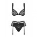 Комплект Obsessive Heartina 3 pcs set black L/XL