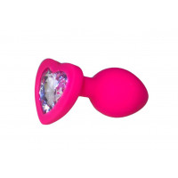Анальная пробка Pink Silicone Heart White Shape S