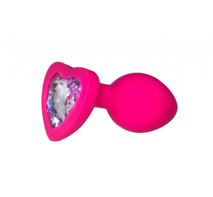 Анальная пробка Pink Silicone Heart White Shape S