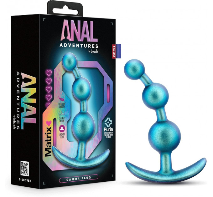 Анальна ялинка Anal Adventures блакитна, 13.3 х 3.2 см