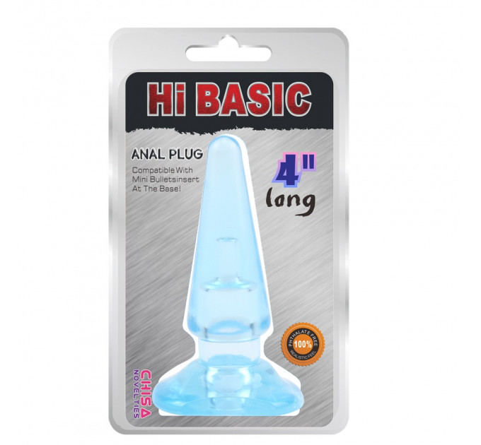 Анальна пробка без вібро Chisa Hi-Basic 11 см/4 см, блакитний