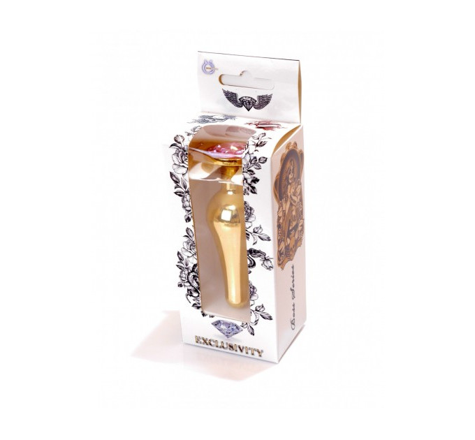 Анальная пробка с розовым камнем Plug-Jewellery Gold BUTT PLUG- Rose