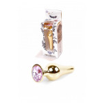 Анальная пробка с розовым камнем Plug-Jewellery Gold BUTT PLUG- Rose