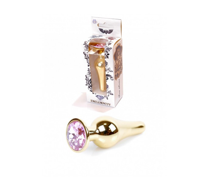 Анальная пробка с розовым камнем Plug-Jewellery Gold BUTT PLUG- Rose