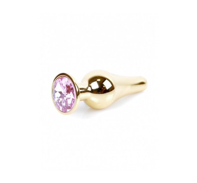 Анальная пробка с розовым камнем Plug-Jewellery Gold BUTT PLUG- Rose