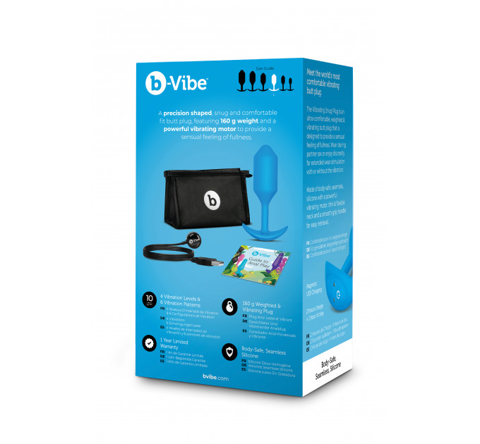 Анальная пробка с вибрацией b-Vibe VIBRATING SNUG PLUG размер L, синяя