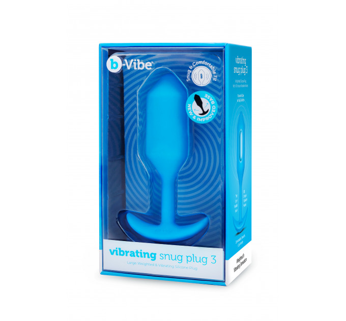 Анальная пробка с вибрацией b-Vibe VIBRATING SNUG PLUG размер L, синяя